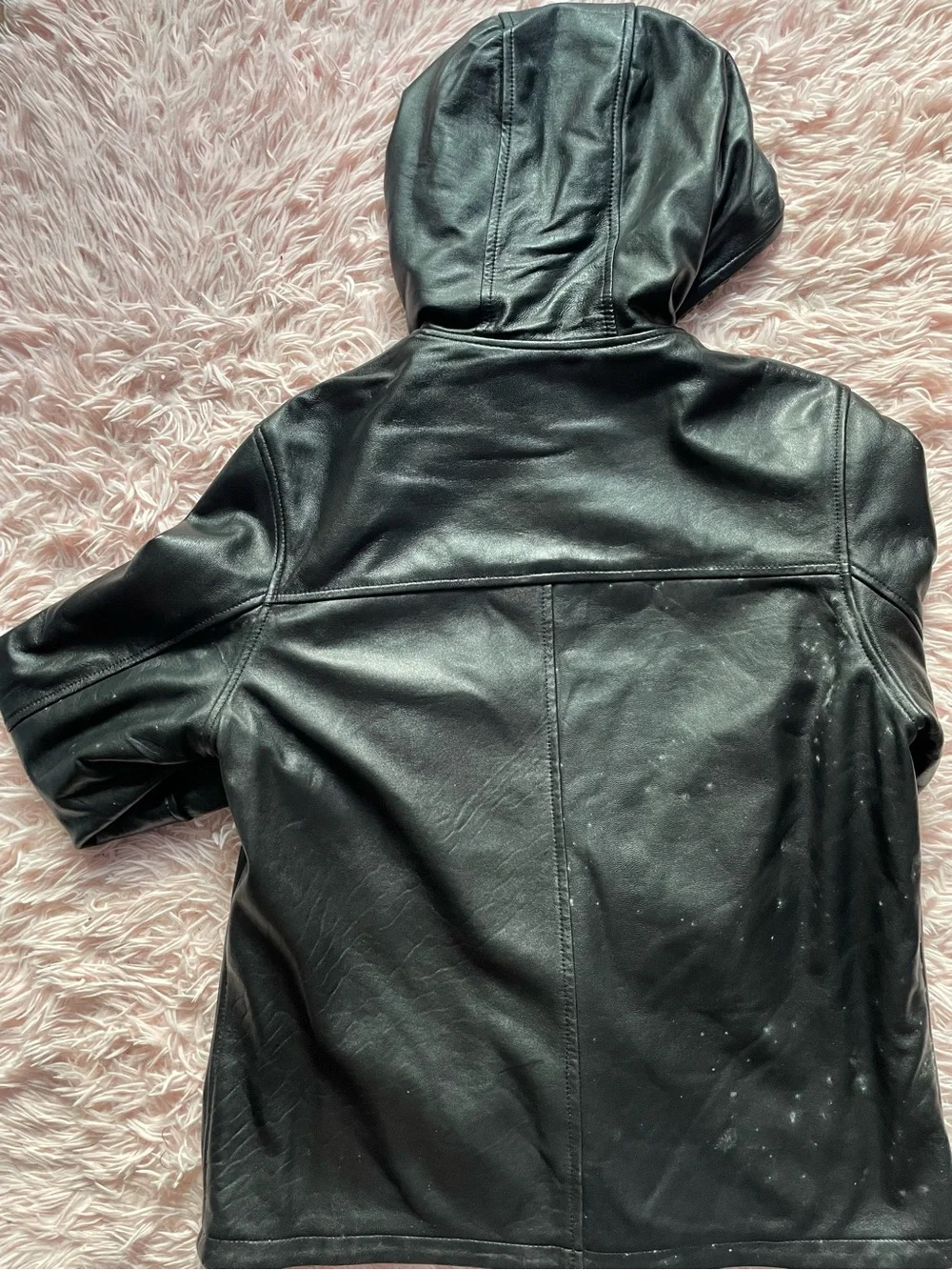 Mason Black Genuine Leather Jacket with Leopard Trim